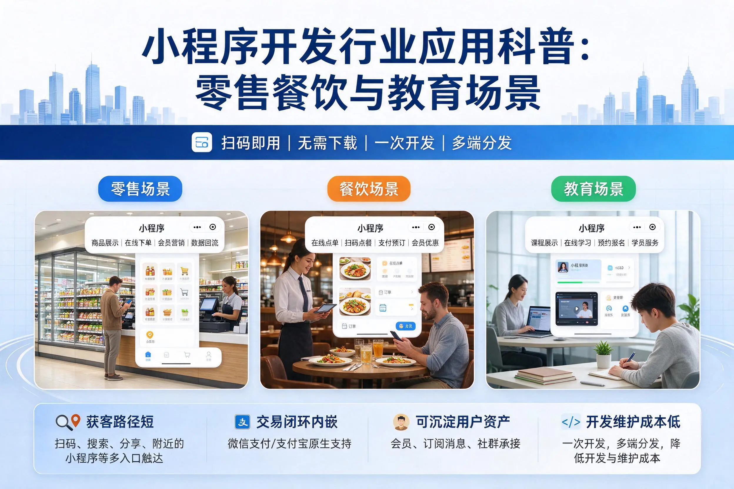 廊坊小程序开发行业应用科普:零售餐饮与教育场景