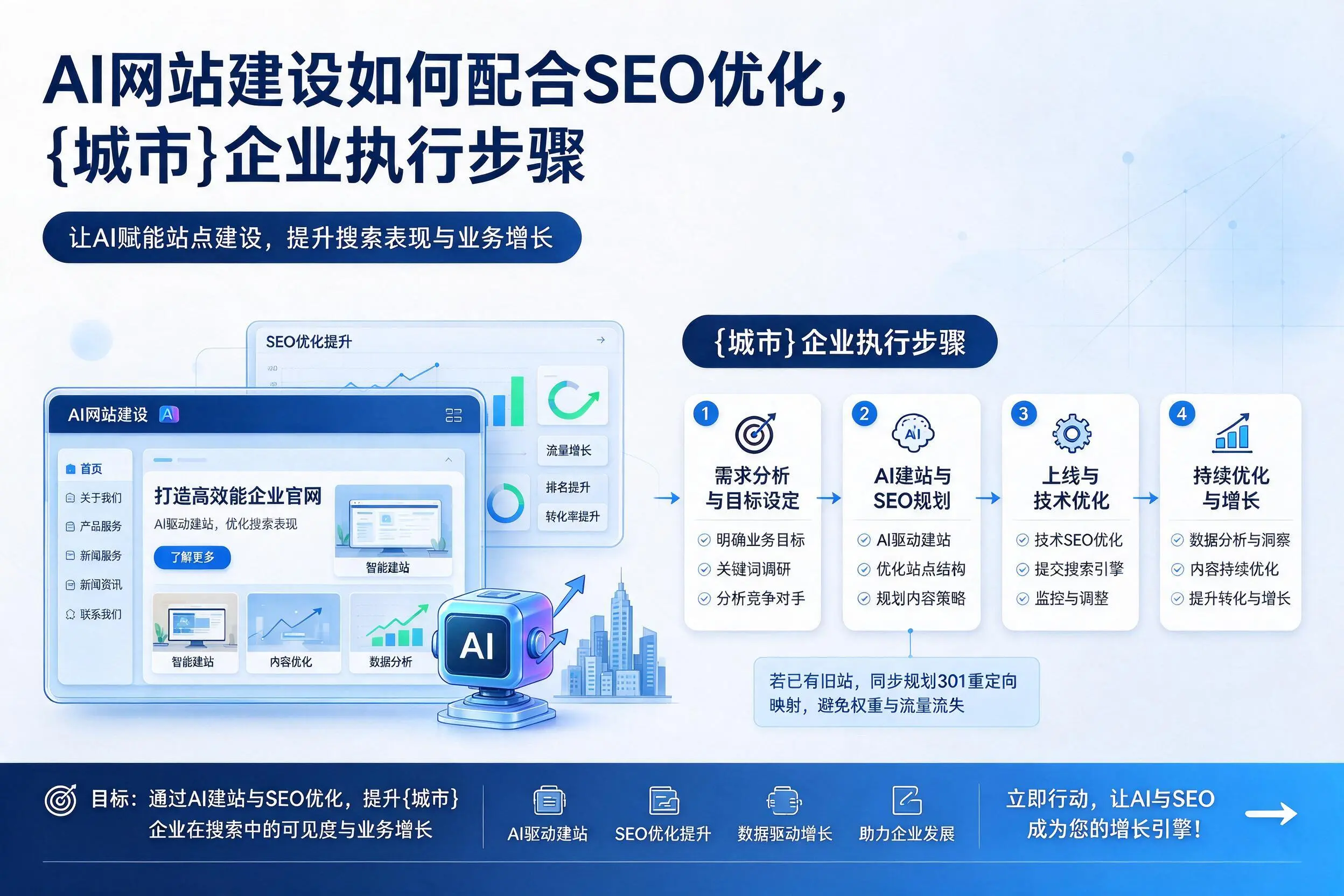 AI网站建设如何配合SEO优化,廊坊企业执行步骤