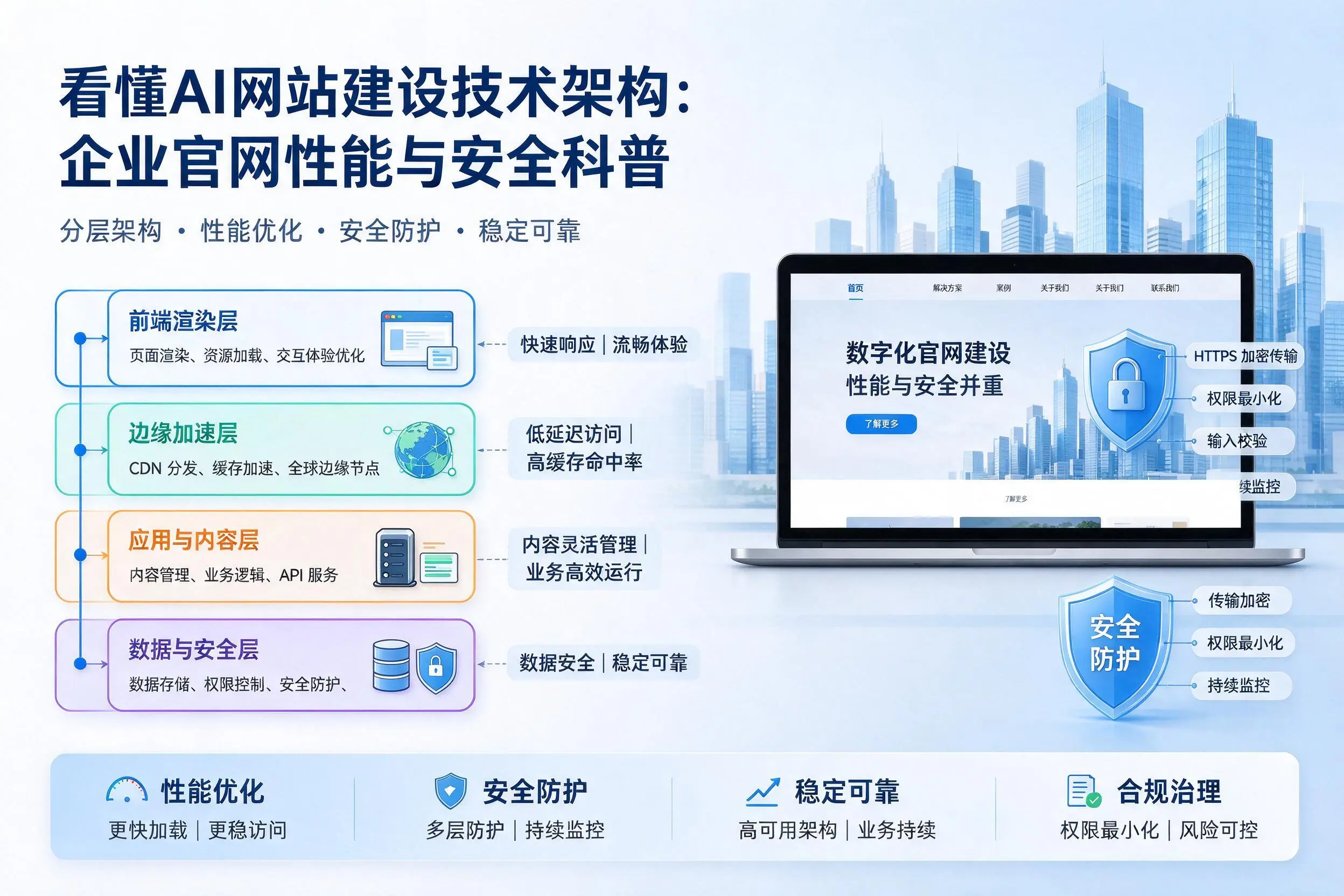 看懂AI网站建设技术架构:廊坊企业官网性能与安全科普
