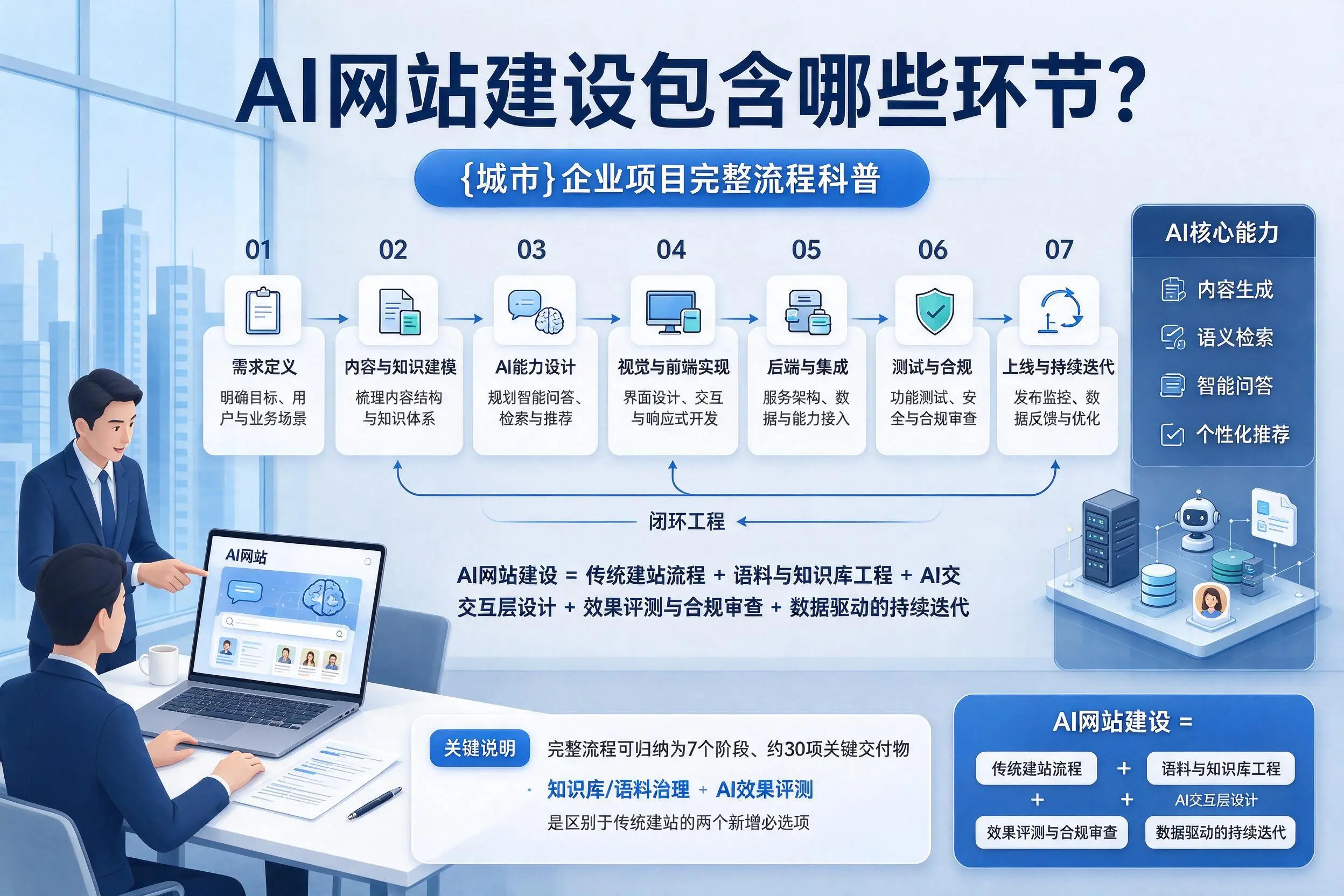 AI网站建设包含哪些环节？廊坊企业项目完整流程科普