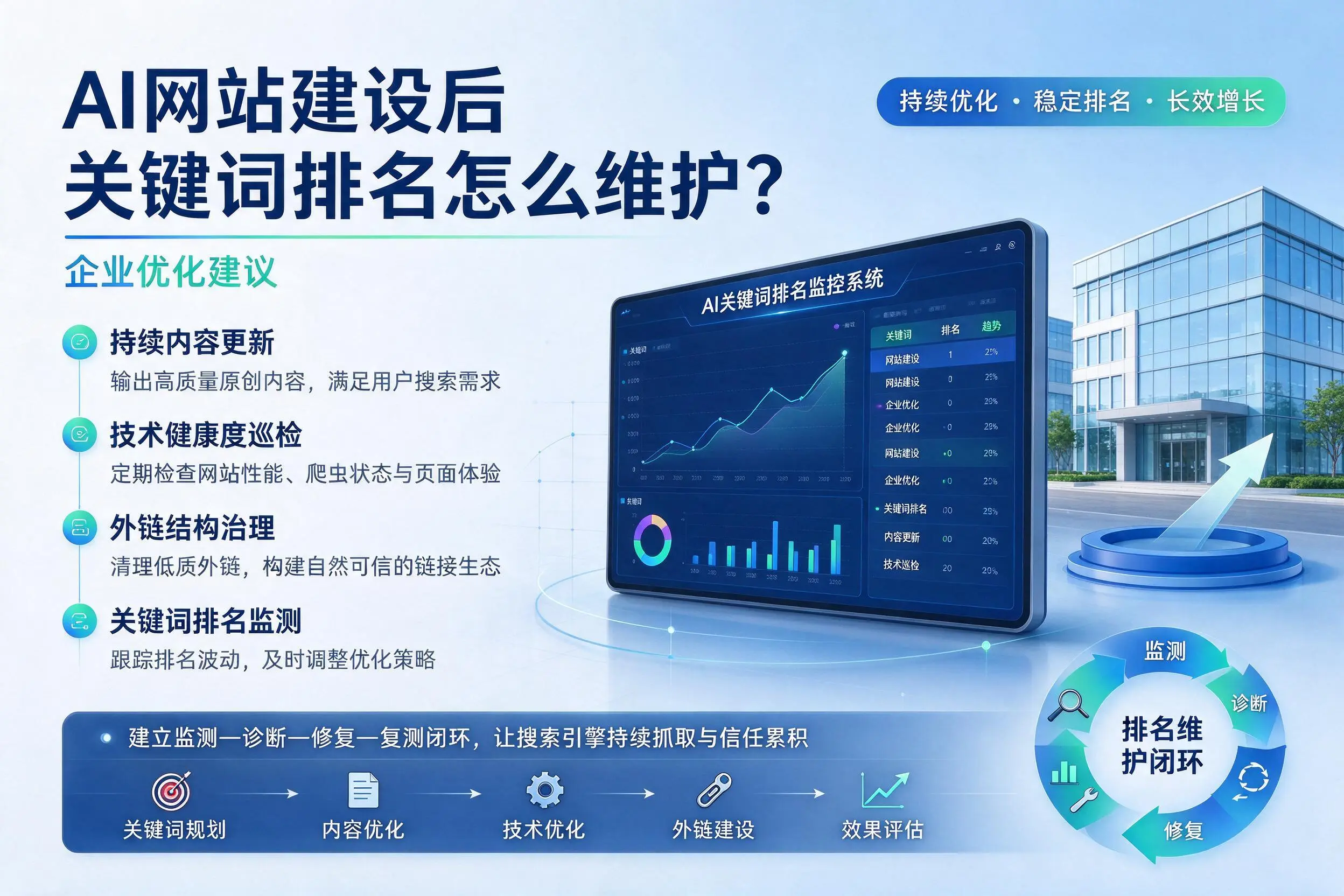 AI网站建设后关键词排名怎么维护？廊坊企业优化建议